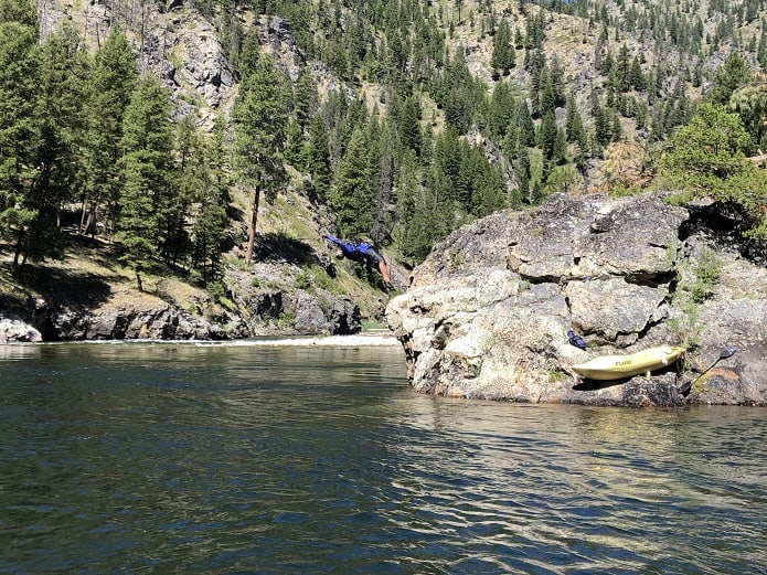 Jumping into river on Middle Fork